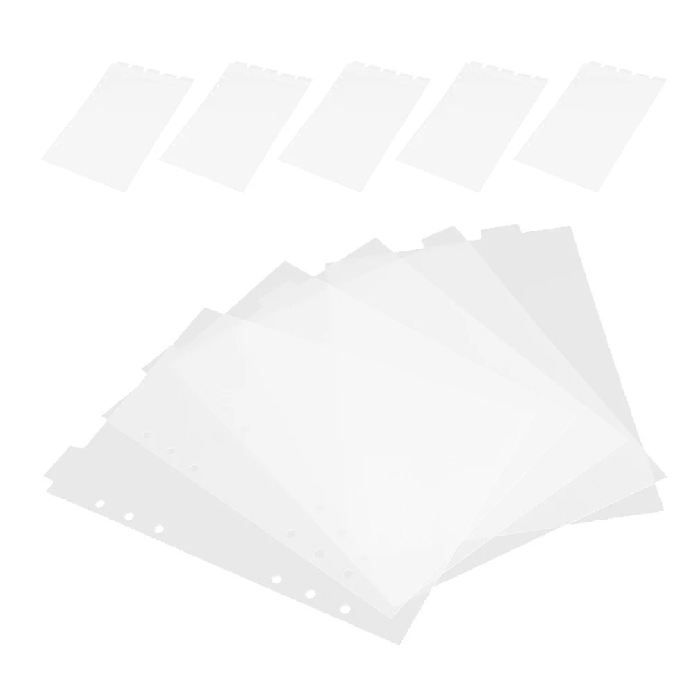 

10 Sheets Notebook Dividers Removable PVC Transparent A5 6 Hole Tabs Binder File Office Notepad Classification Folder