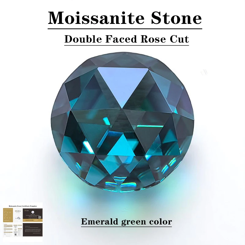 

Муассанит Изумрудно-зеленый цвет Круглая форма Двусторонняя огранка розы с сертификатом GRA Подвески для изготовления драгоценностей