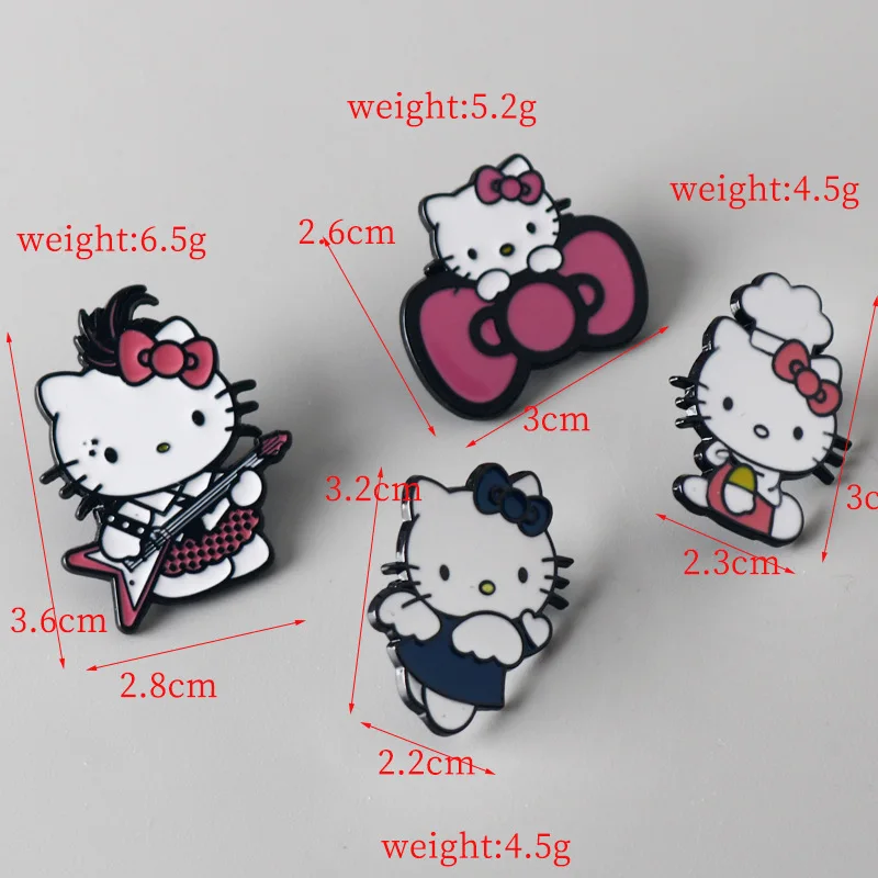 5 szt. Broszka emaliowana Anime Hello Kitty Kot Kawaii Sanrio Figurka Damska Modna Przypinka do Klapy Kurtki Odznaka Akcesorium