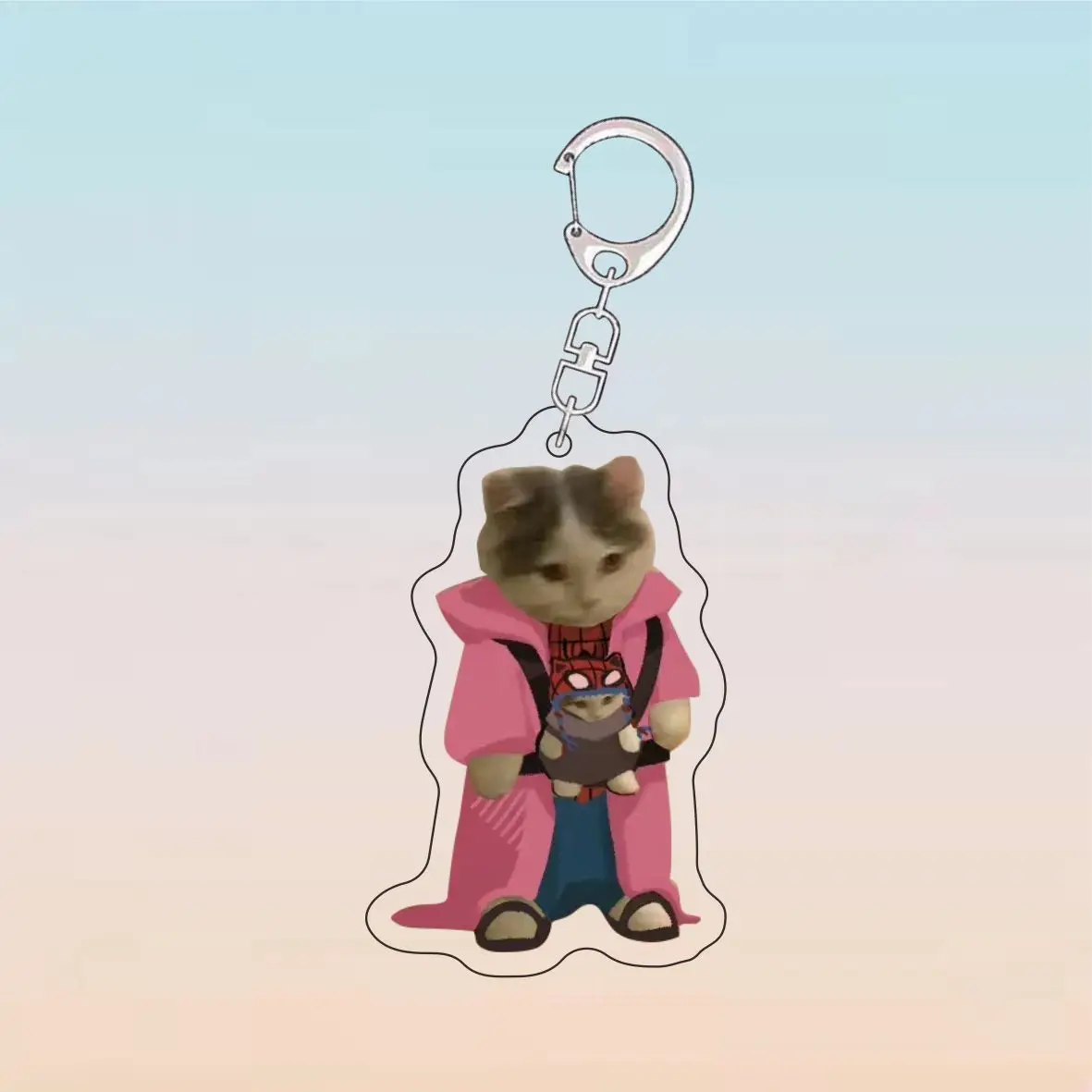 2024 Keychain For Bags Cat Meme Super Cat Warrior Cat  Fun Student Gift Anime Keyring Cute Things Cheap Gift For Best Friend