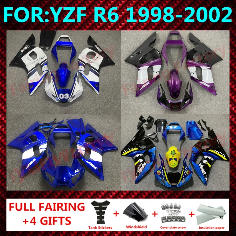 Motorcycle fairing kit fit for YAMAHA YZF R6 98 99 00 01 02 plastic 1998 1999 2000 2001 2002 full fairings bodywork kits zxmt