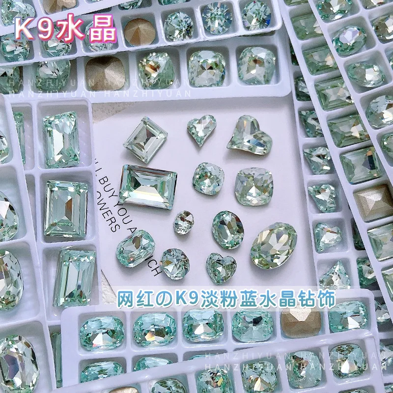 5 sztuk cyrkonie do paznokci wisiorki kryształowy diament Nail Art jasnoróżowy niebieski kryształ biżuteria do paznokci