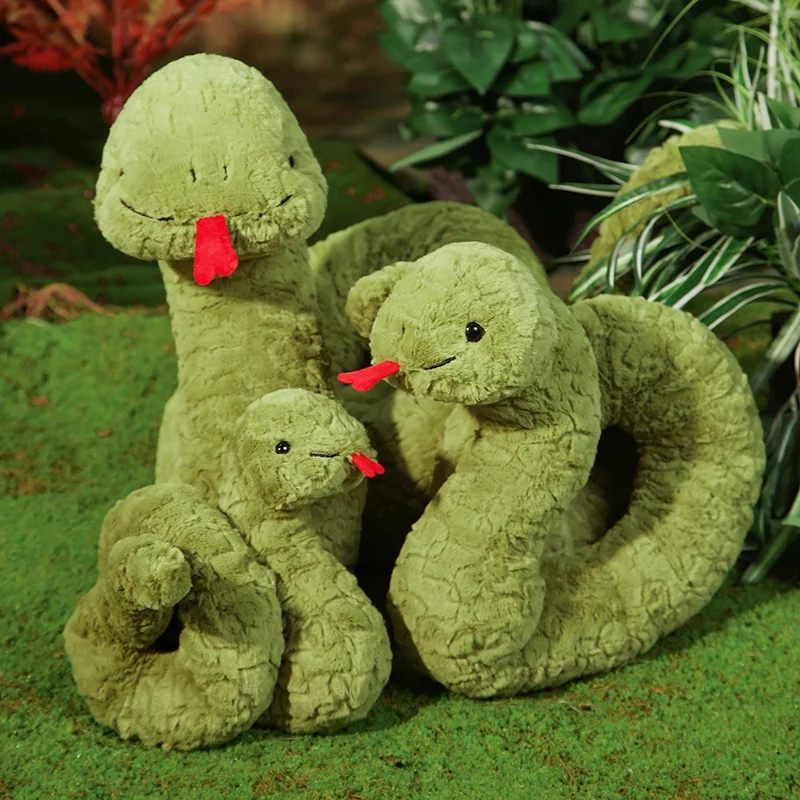 Swag Huge Green Python Snake Plush Toy  Cute Light Green Snakes Hug Pillow for Children Boys Birthday Gift