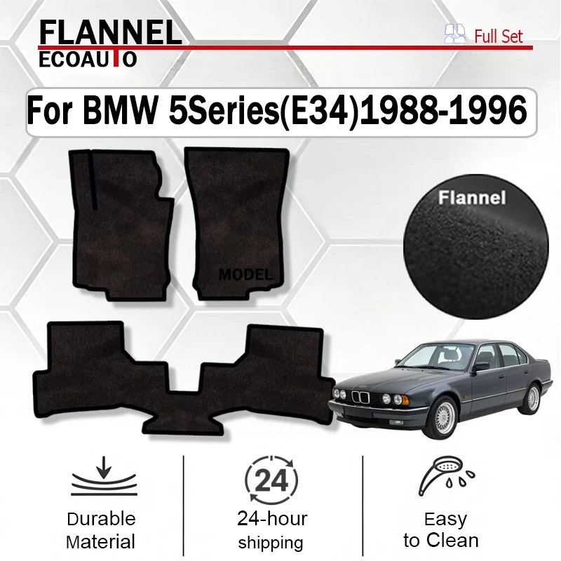 

ECOAUTO Flannel Car Floor Mats Rugs Compatible For BMW 5 Series(E34)1988-1996 Anti-slip Stylish Odorless Flame Carpet