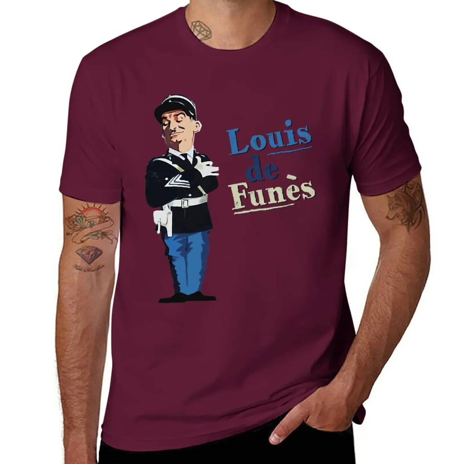 blacks aesthetic clothes t shirts men Louis de Funes T-Shirt  heavyweight Informal Hot Sale Round Collar harajuku Crewneck 2024