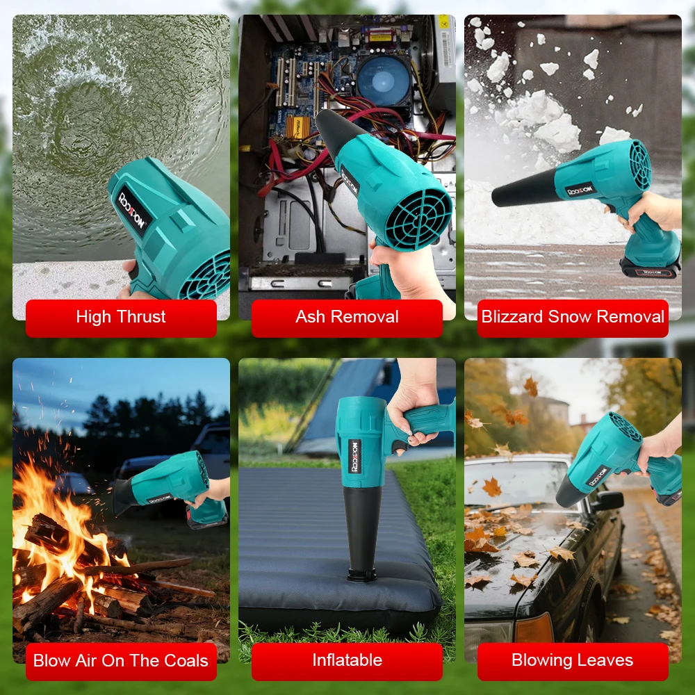 منفاخ الهواء مكنسة كهربائية قوية للغبار شحن سريع قوي الرياح حديقة ساحة أوراق منفضة مع 4 فوهات لبطارية ماكيتا 18 فولت #4