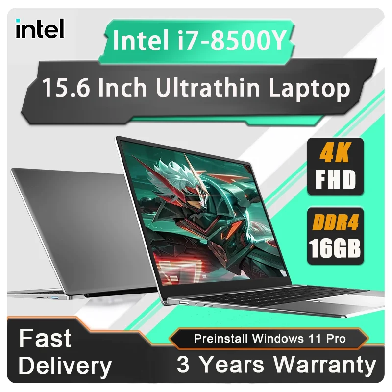 

15,6-дюймовый ноутбук с Windows 11 Pro, Intel Core i7 8500Y, 16 ГБ ОЗУ, 1 ТБ SSD, ноутбуки, офисный компьютер, ПК, разблокировка отпечатков пальцев, ноутбук