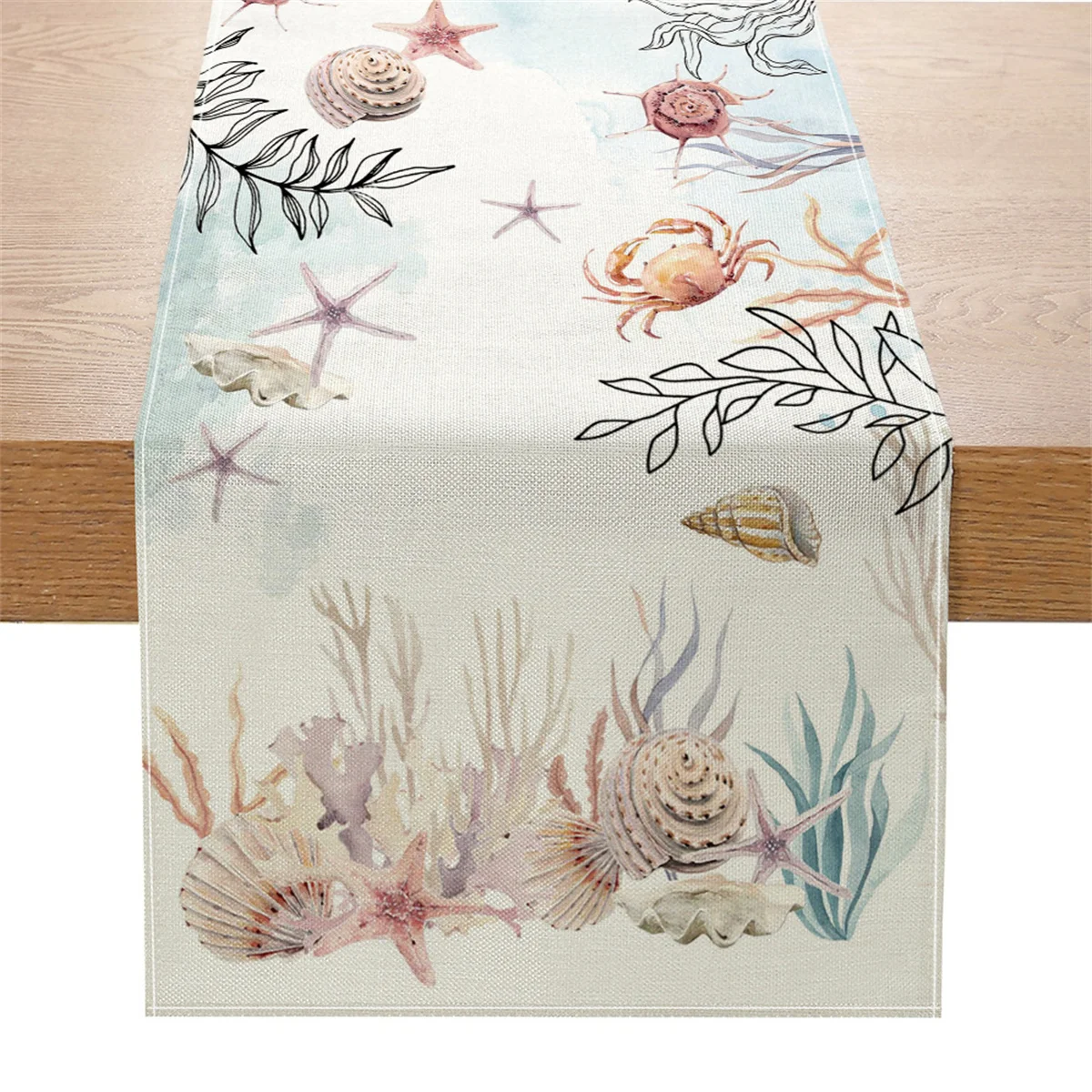 New Summer Marine Life Print Table Runner, Spring/Summer Kitchen, Dining Room & Family Gathering Table Runner Decor