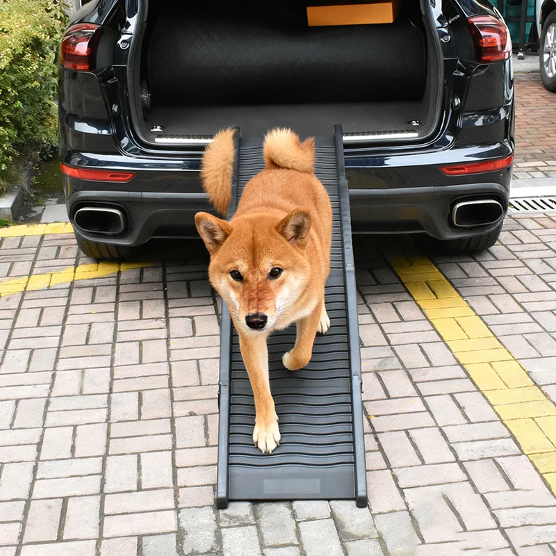 Folding Dog Ramp for Car Pet Stairs Folding Car Steps Slope Car Climbing Large Dog Climbing Ladder with Non-Slip Rug Surface