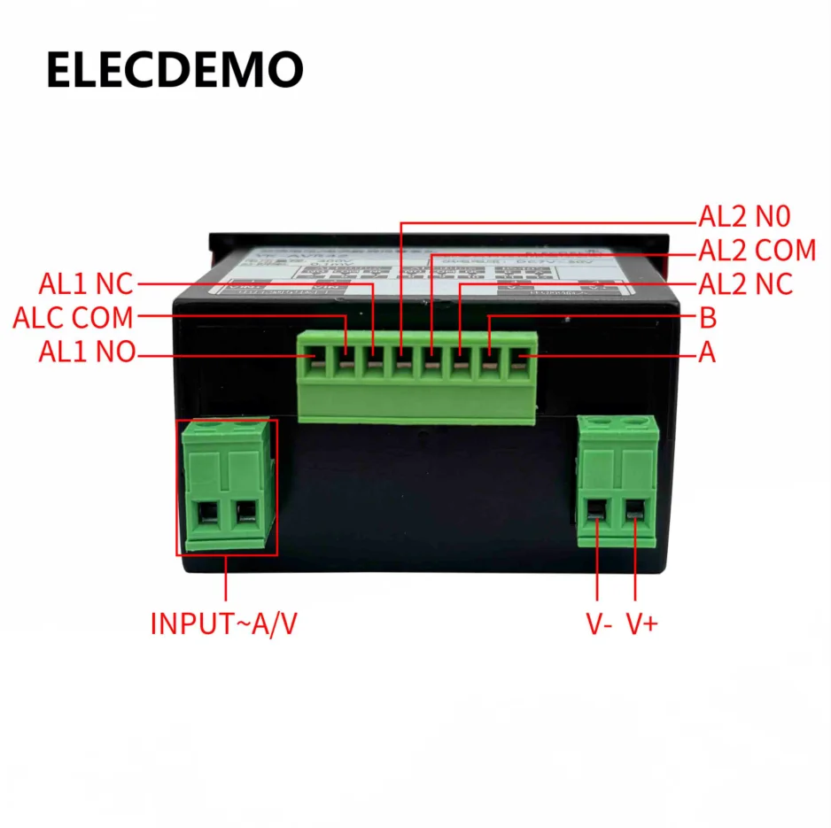 

Измеритель тока и напряжения с цифровым дисплеем, сигнализацией по верхним и нижним границам, онлайн-считыванием RS485, реле и функцией BU.