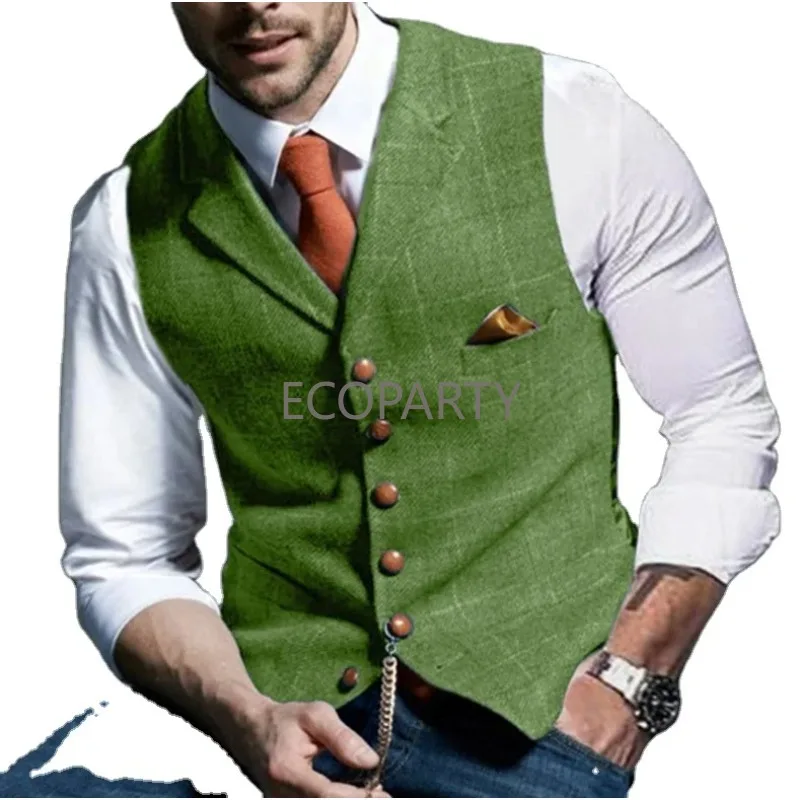 2023 Spring and Autumn European and American Men's casual Plaid Vest men's Slim Vest Fashion Sleeveless Business Jacket