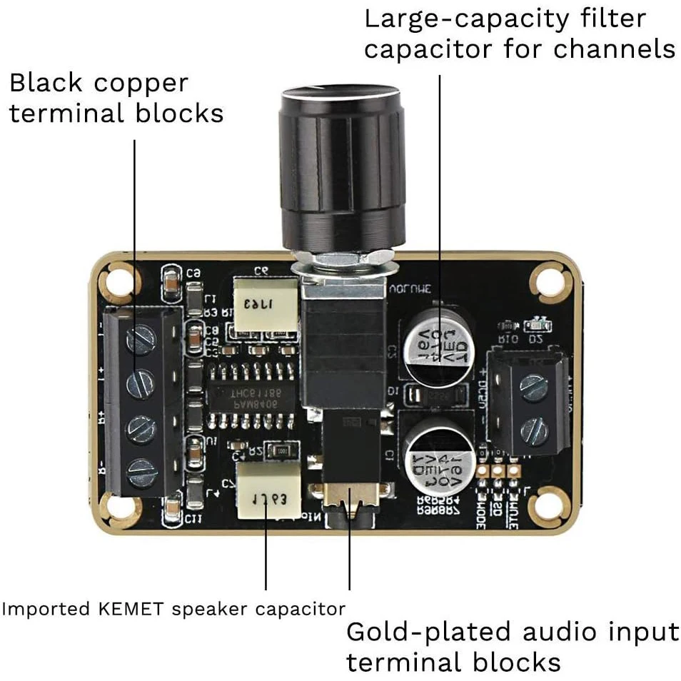 Audio Amplifier Board Pam8406 Mini Amplifier Board 5v, 5w+5w Amplifier Module, Digital Power Module Class D 2.0 Dual Channel