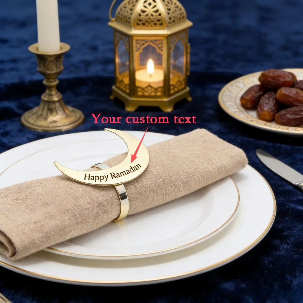 

Luxury Moonlight Metal Napkin Rings Shiny Napkin Holders for Wedding Banquet Dinner Table Setting Home Kitchen Decor Gifts