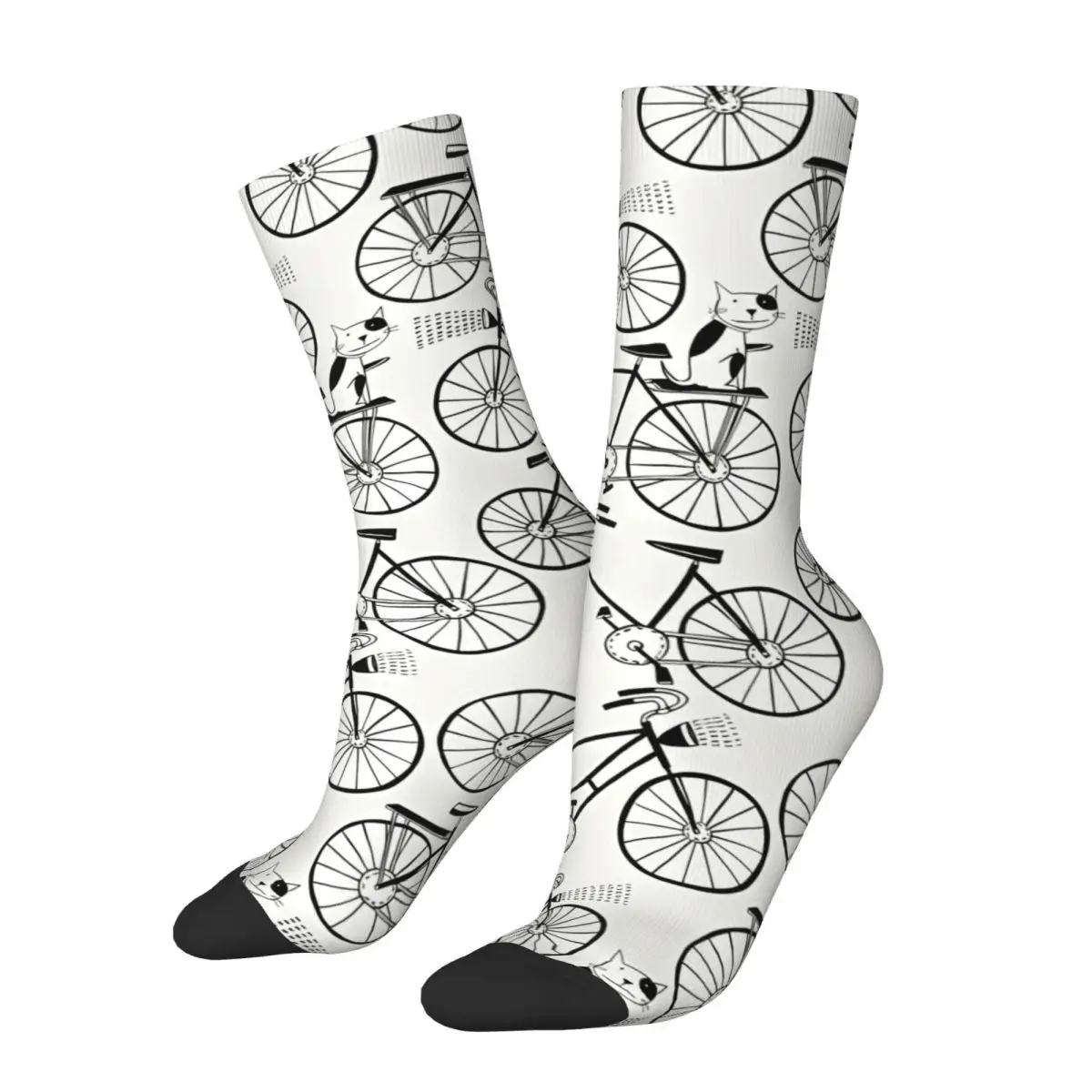 Cat Sitting On Bike Funny Bike Socks Male Mens Women Summer Stockings Harajuku