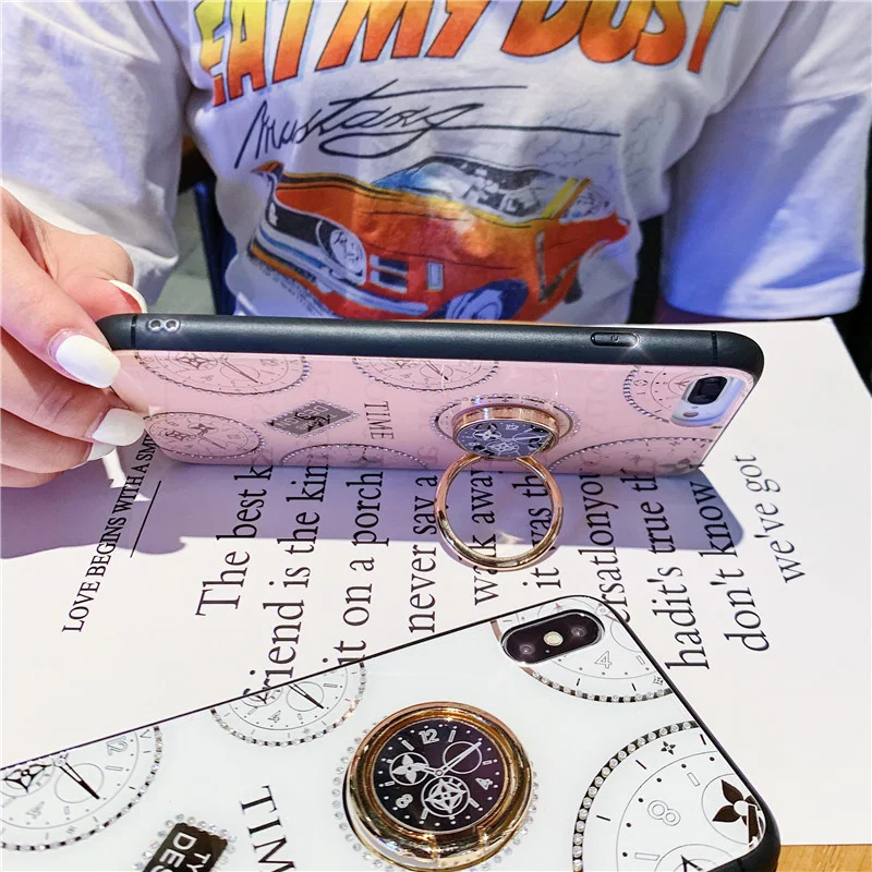 Capa de telefone de relógio de diamante, capa de luxo para iPhone 14, 13, 12, 11 Pro Max, X, XR, XS, 7, 8 Plus, SE 2020, 2022