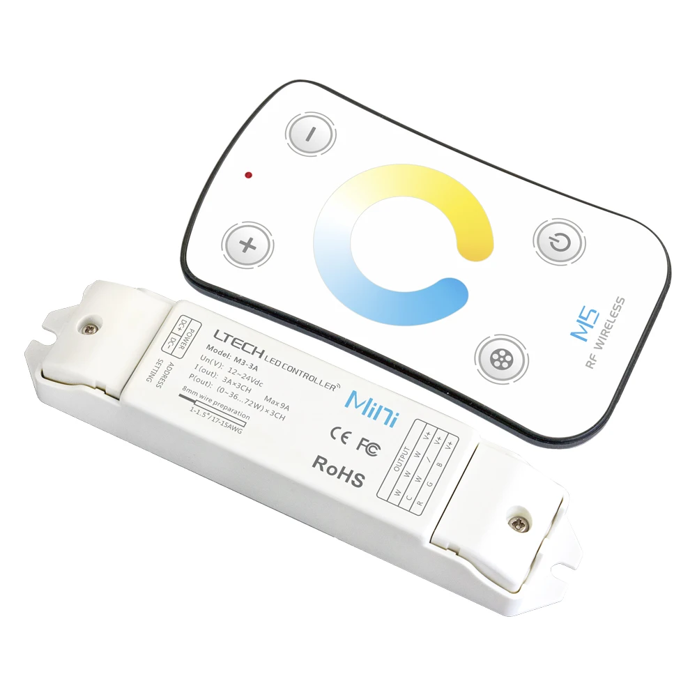 Imagem -06 - Painel de Toque sem Fio Led ct Strip rf Dimmer 2.4g Entrada 1224v 3a ch 5a ch 20a Canais Dim Cct Controller m2 Mais M33a