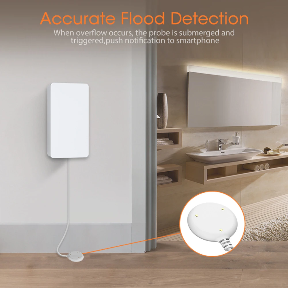 Works with HomeKit Water Leak Sensor Zigbee 3.0 Wireless Flood Detector for Alarm System and Smart Home Automation Apple HomeKit