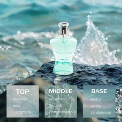 Ocean Blue Bottle3.4 oz men's eau de toilette, fresh and lasting fragrance, with oriental flower fragrance, suitable for dating