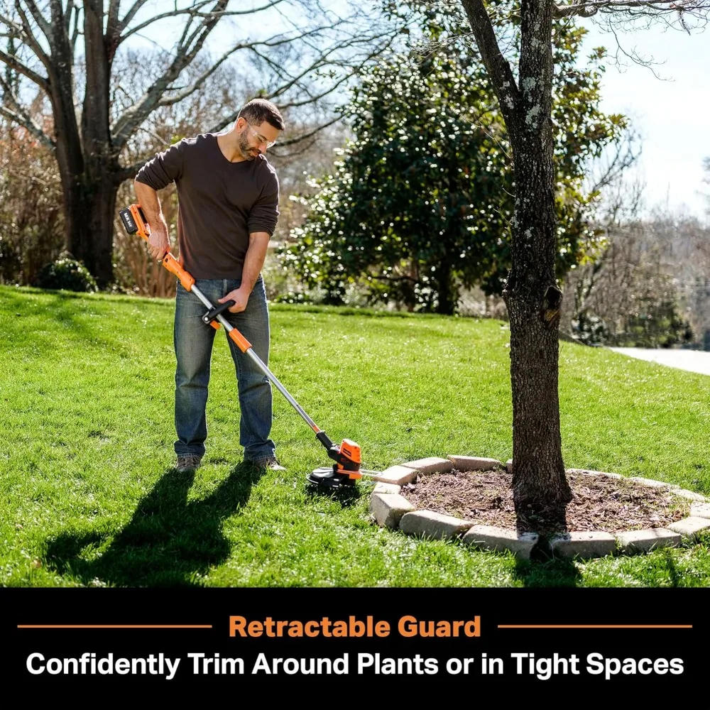 24V Cordless String Trimmer with 12-Inch Cutting Width, Auto Line Feed, and Battery & Charger Included