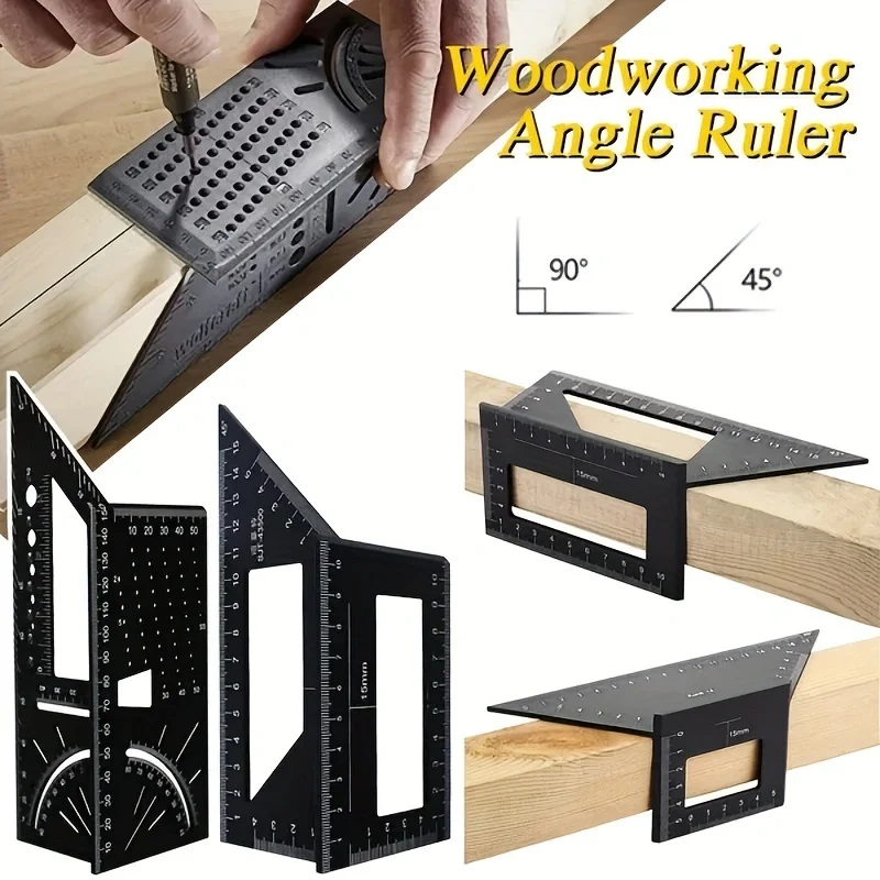 1pc Multifunctional Angle Ruler 45 90 Degree Aluminum Alloy Accurate Woodworking Square Angle Ruler Marking Gauge Carpenter Tool