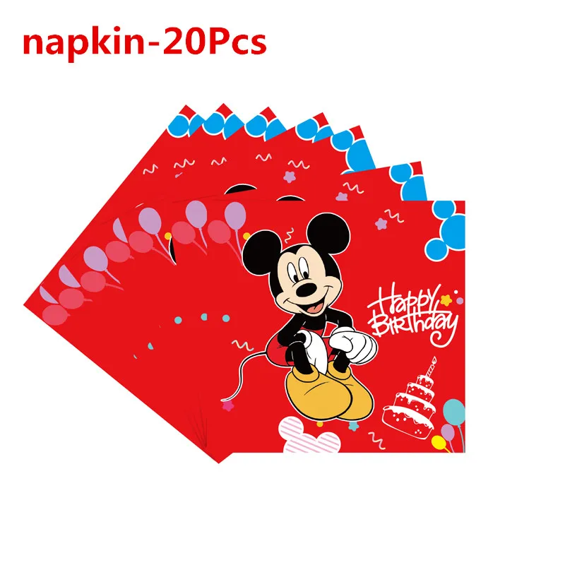 Rote Mickey Mouse Kind Geburtstags feier Dekoration Ballon Geschirr Tasse Platte Serviette Geschenk Tasche Baby party Mickey DIY Party liefert