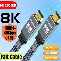 MIZIQIER HDMI 2.1 Cable Falt HDMI Cord 8K60Hz 4K120Hz 144hz 48Gbps EARC HDCP Ultra High Speed HDR for HDTV Laptop Projector PS5