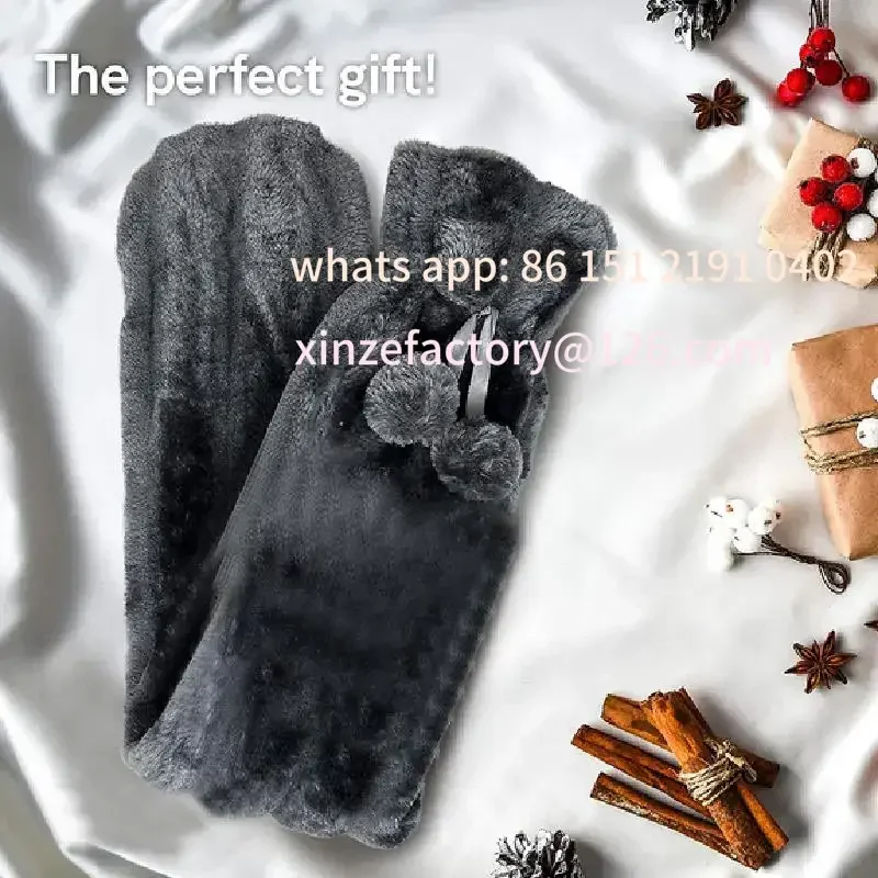 Customizable Long Hot Bottles Bag Removable Cover Water Bag Soft Plush Extra Long Rubber Hot Water Bottle Waist Han