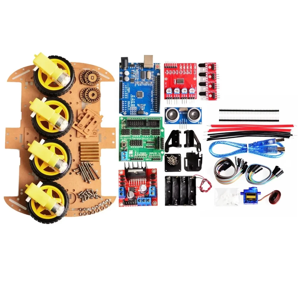 Motor Smart Robot Car Chassis Kit Speed Encoder Battery Box 2WD 4WD For Arduino Free Shipping