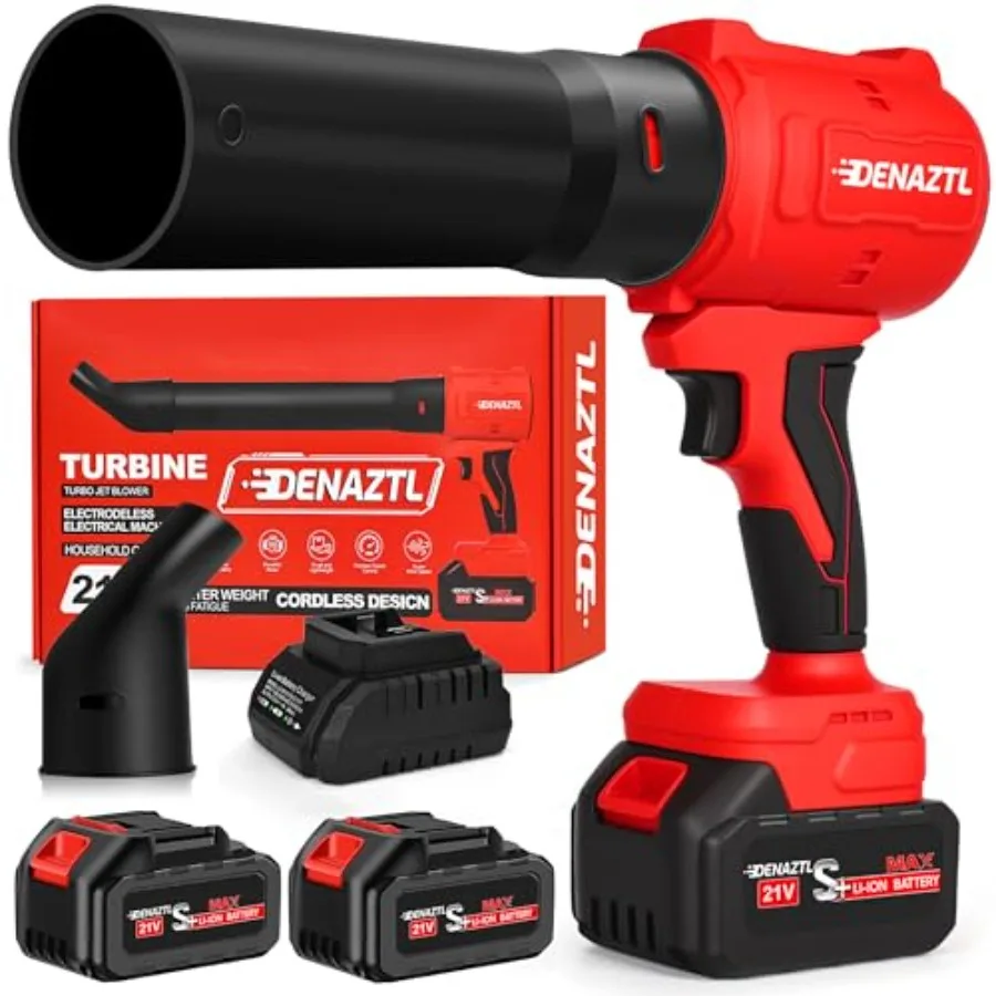 

Cordless Electric Handheld Leaf Blower 650CFM 160MPH with 2X 4.0Ah Batteries and Charger 2 Extended Nozzles Lightweight Portabl