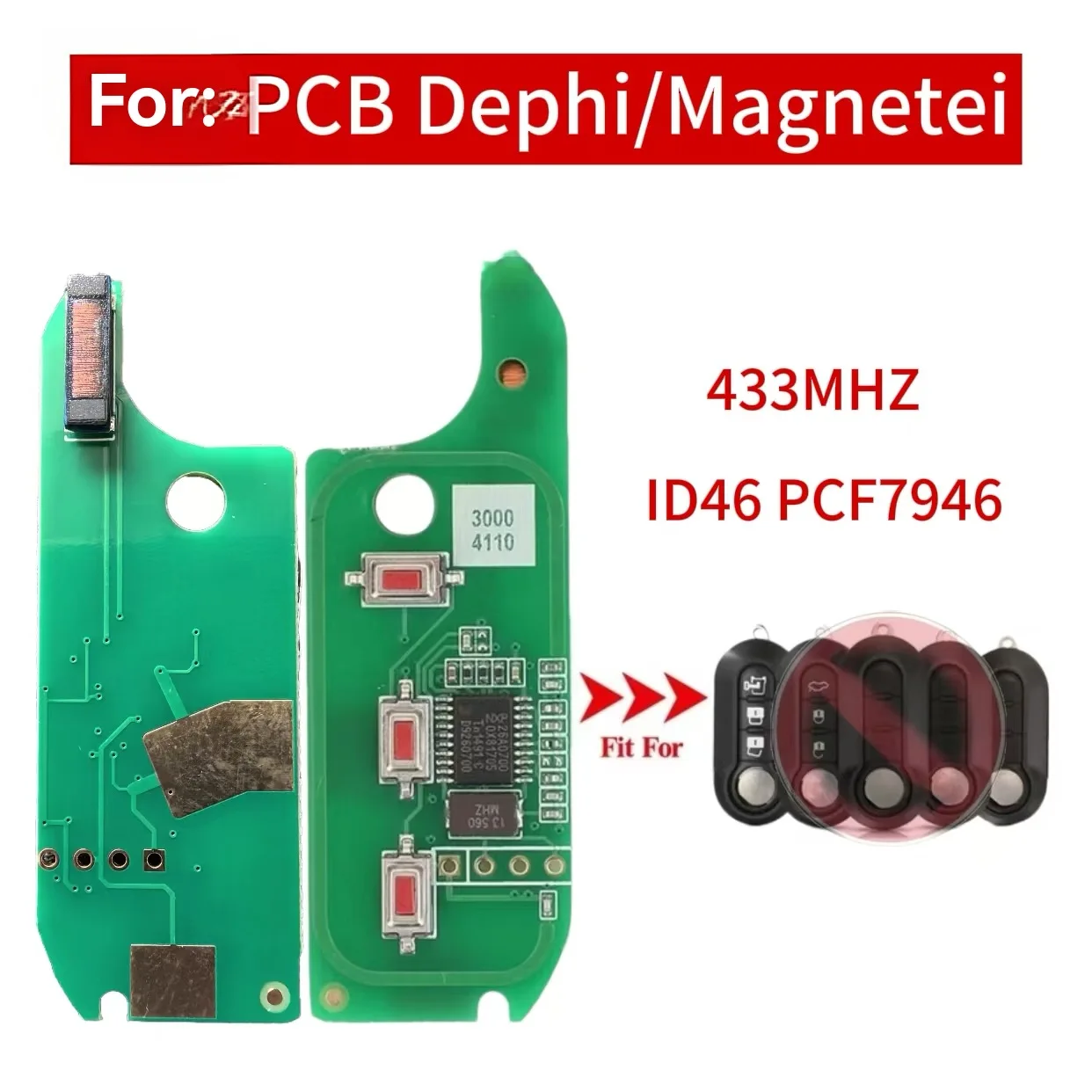Jingxin Fernbedienungs-Autoschlüssel-PCB-Platine 433MHZ ID46 7946Chip für Fiat 500 Panda Bravo Punto Ducato Stilo DEPHI Magnetti System Autoschlüssel – Detail 1