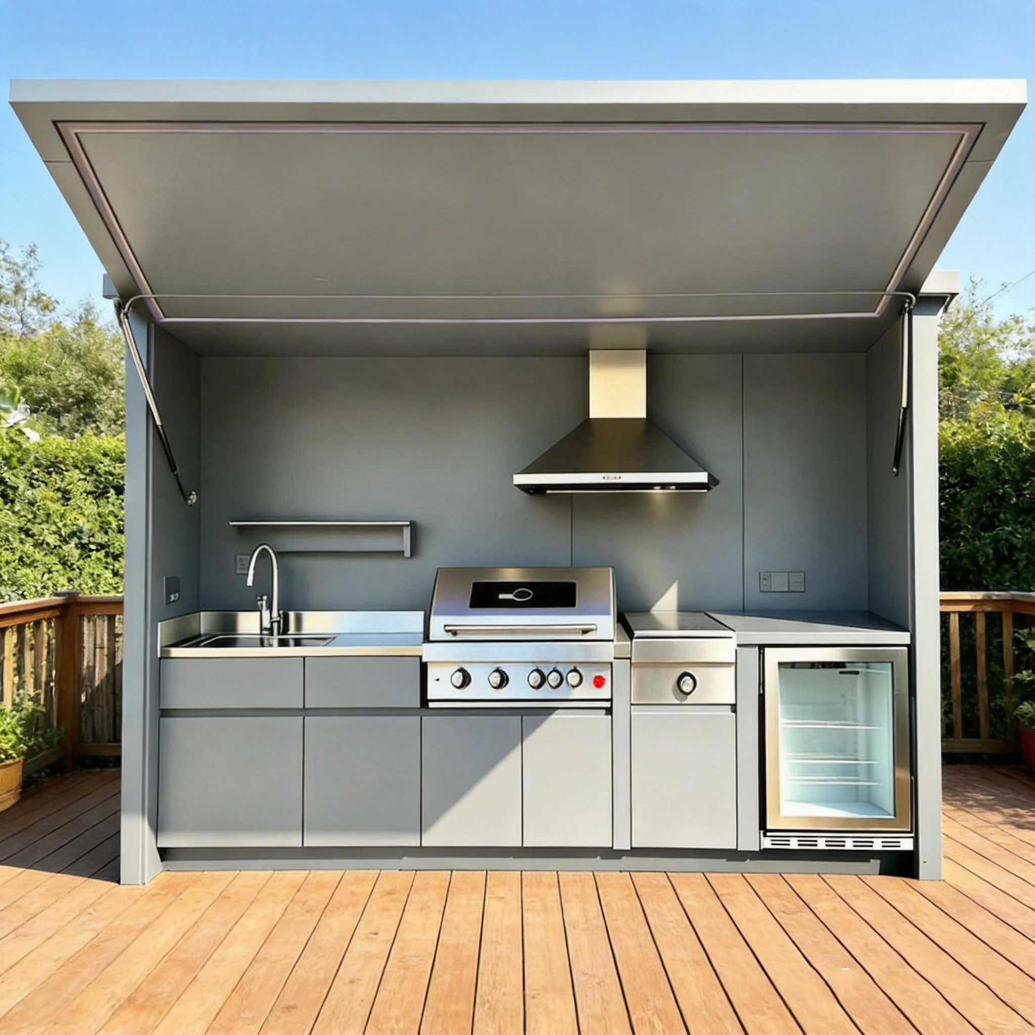 Modern Stylish Outdoor Kitchen Cabinets with Complete BBQ Setup, Durable & Weather-Resistant, Perfect for Gardens, Customizable image 5