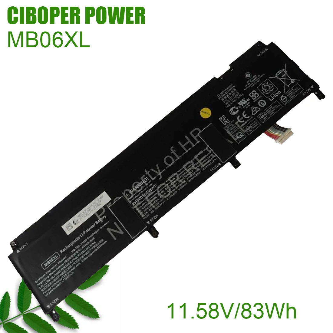 

CP Genuine Laptop Battery MB06XL 11.58V/83Wh/6880mAh For ZBook StudioG7 2J3H8PA HSTNN-IB9E Notebook