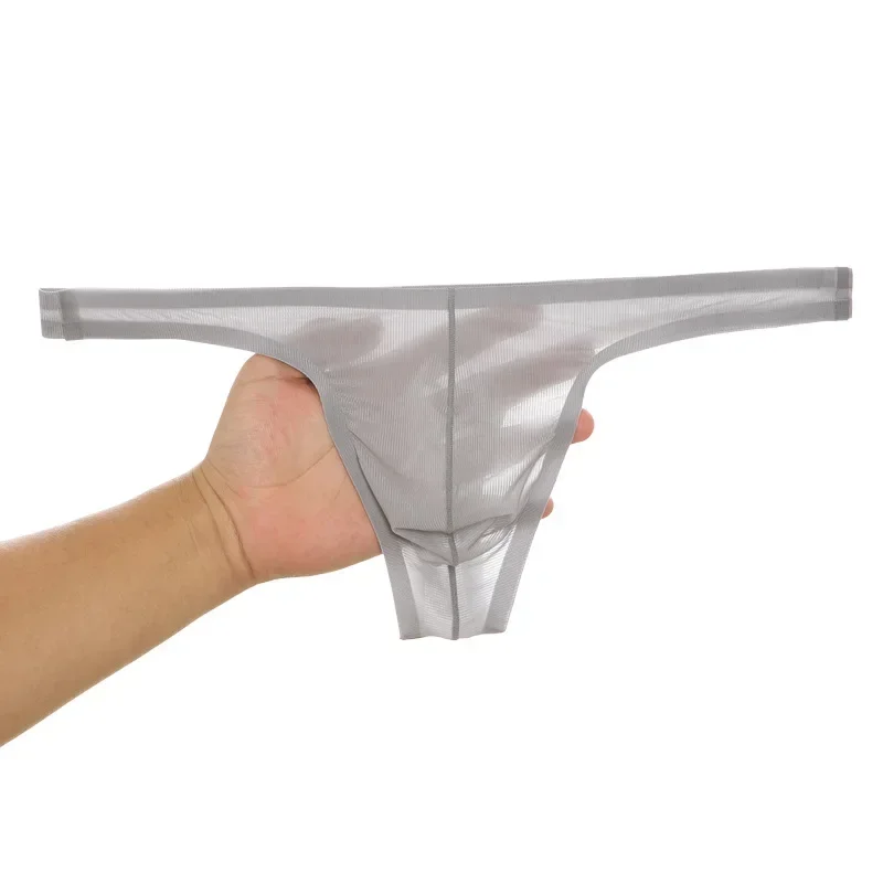 Mens Seamless Thong Thin Japanese Simple Translucent U Convex Hip Breathable Panties