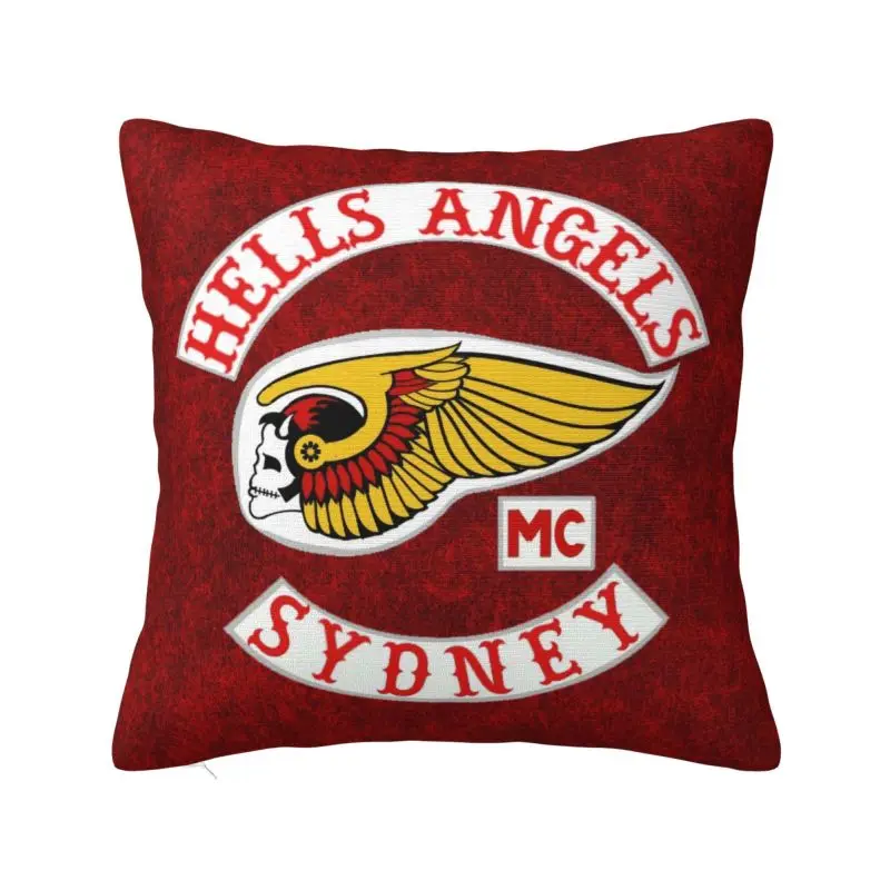 Hells Angels World Logo Cushion Cover 45x45cm Motorcycle Club Velvet Cute Throw Pillow for Sofa