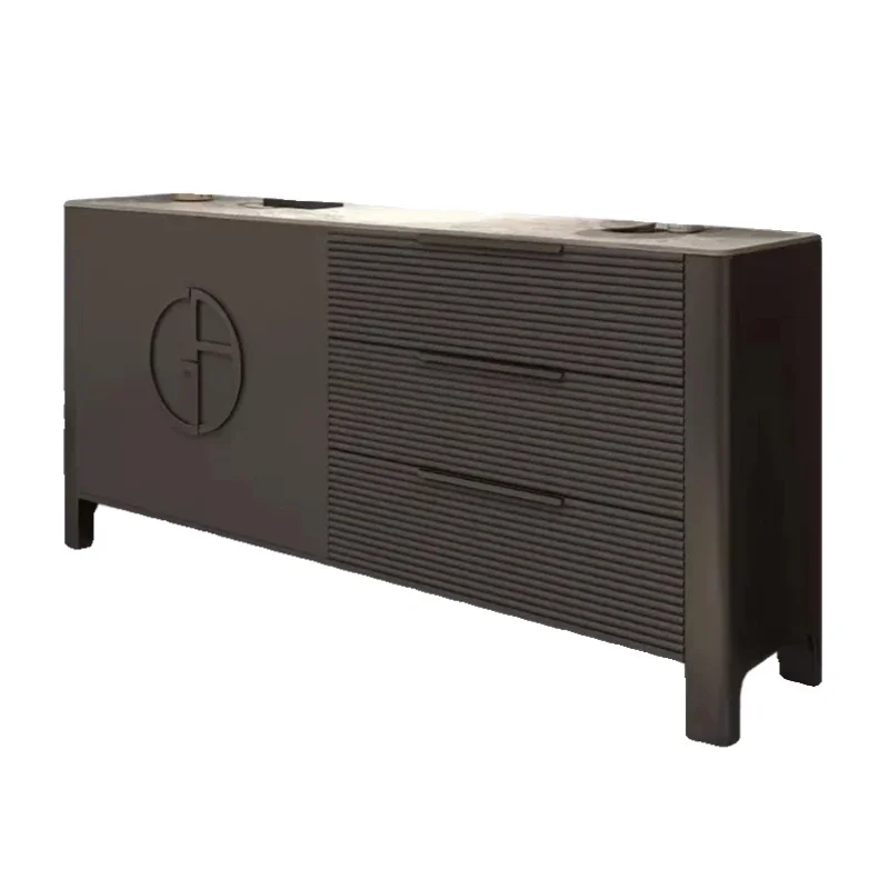 

Light luxury solid wood door cabinet Post-modern living room Simple rock slab storage Home storage cabinet door Household large