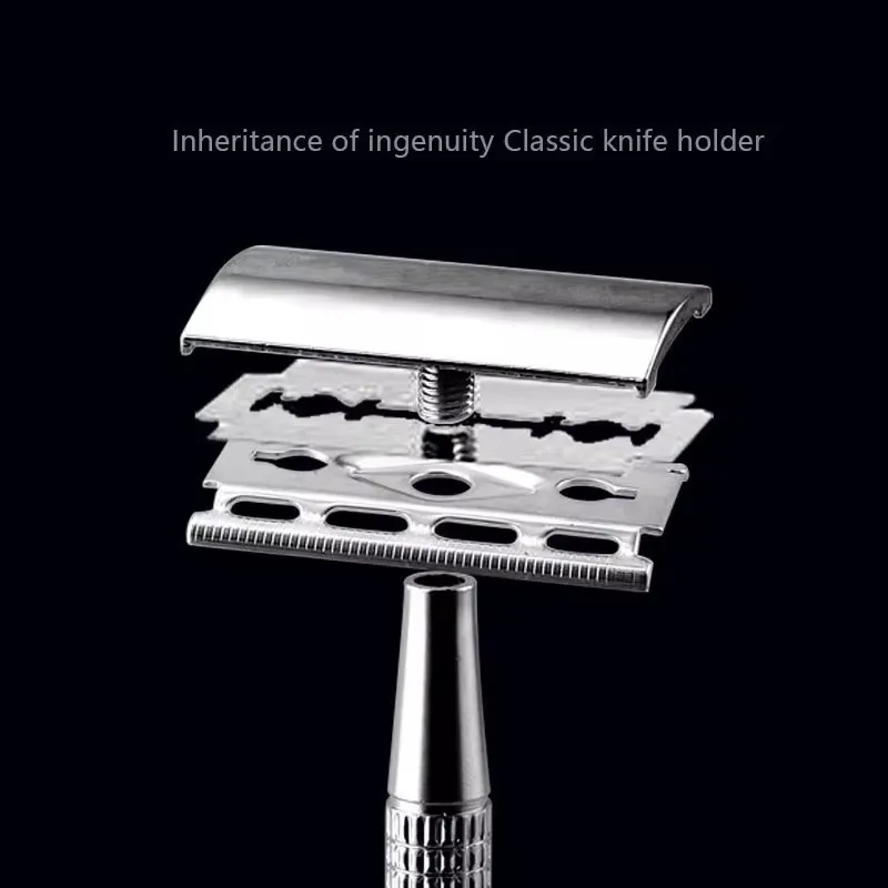 KVIFO（ 1 + 5/10/50/100 Pcs ）Manual Shaver for Men Barbershop Razor Stainless Steel Shank Is Easy To Use Safety Razor