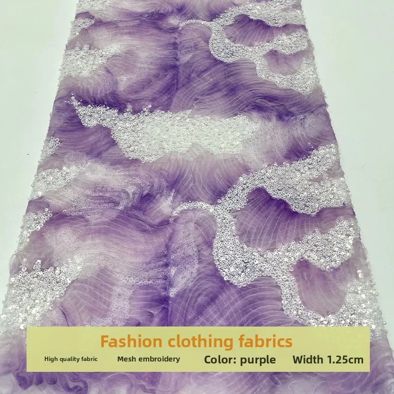 French Mesh Lace Sequin Embroidery Fabric for Perspective Dress Performance Costume Cloth Diy By The Yard Sewing Material