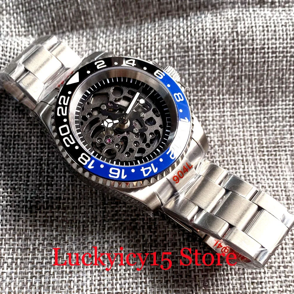 Tandorio Brand Luminous Hands 40MM NH72A Automatic Mechanical Men Watch Sapphire Glass Steel Brushed Strap