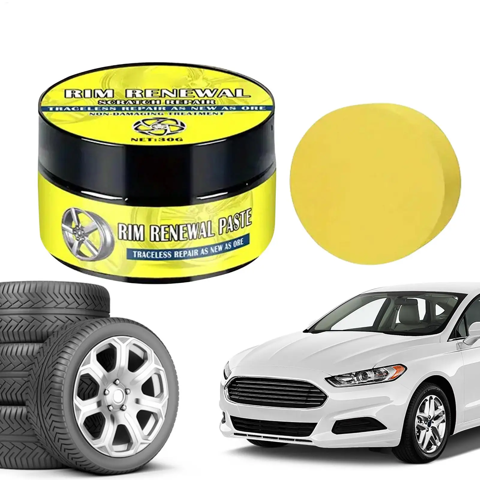 Rim & Tire Scratch Repair Paste Hub Rust Removal & Renewal Alloy Wheel Polishes For Cars Trucks SUVs RVs, Mechanics Shops Fleet
