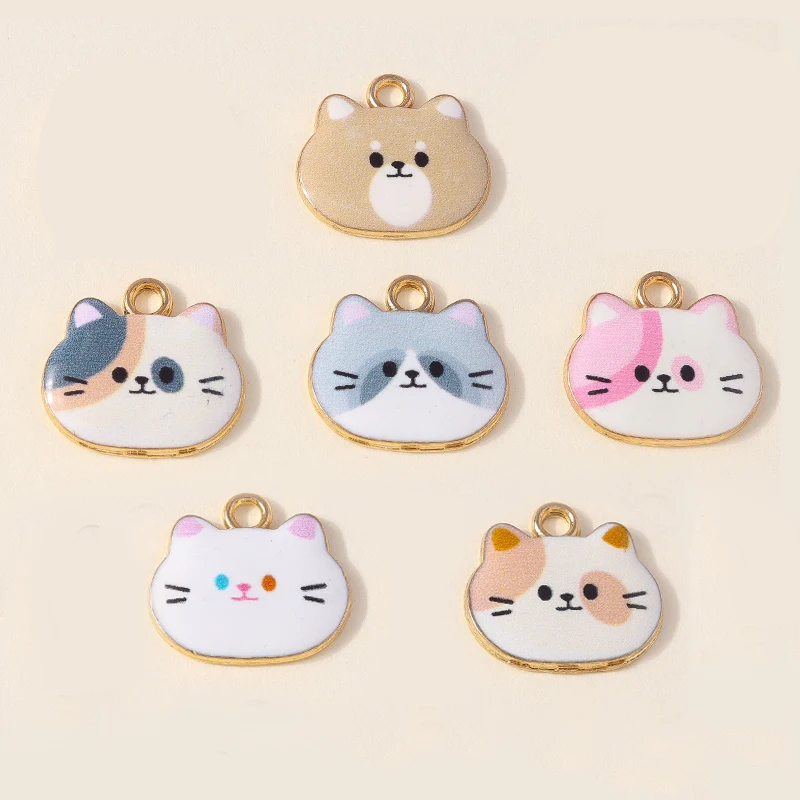 10 teile/los Nette Kätzchen Emaille Katze Charms Für Schmuck Handgemachte DIY Armband Ohrringe Halskette Anhänger Großhandel