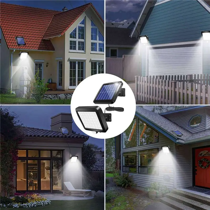 BMBY-3X Solar Power Wall Light Outdoor Motion Sensor Light 56 LED Security Night Light For Garden Garage Driveway Porch Fence