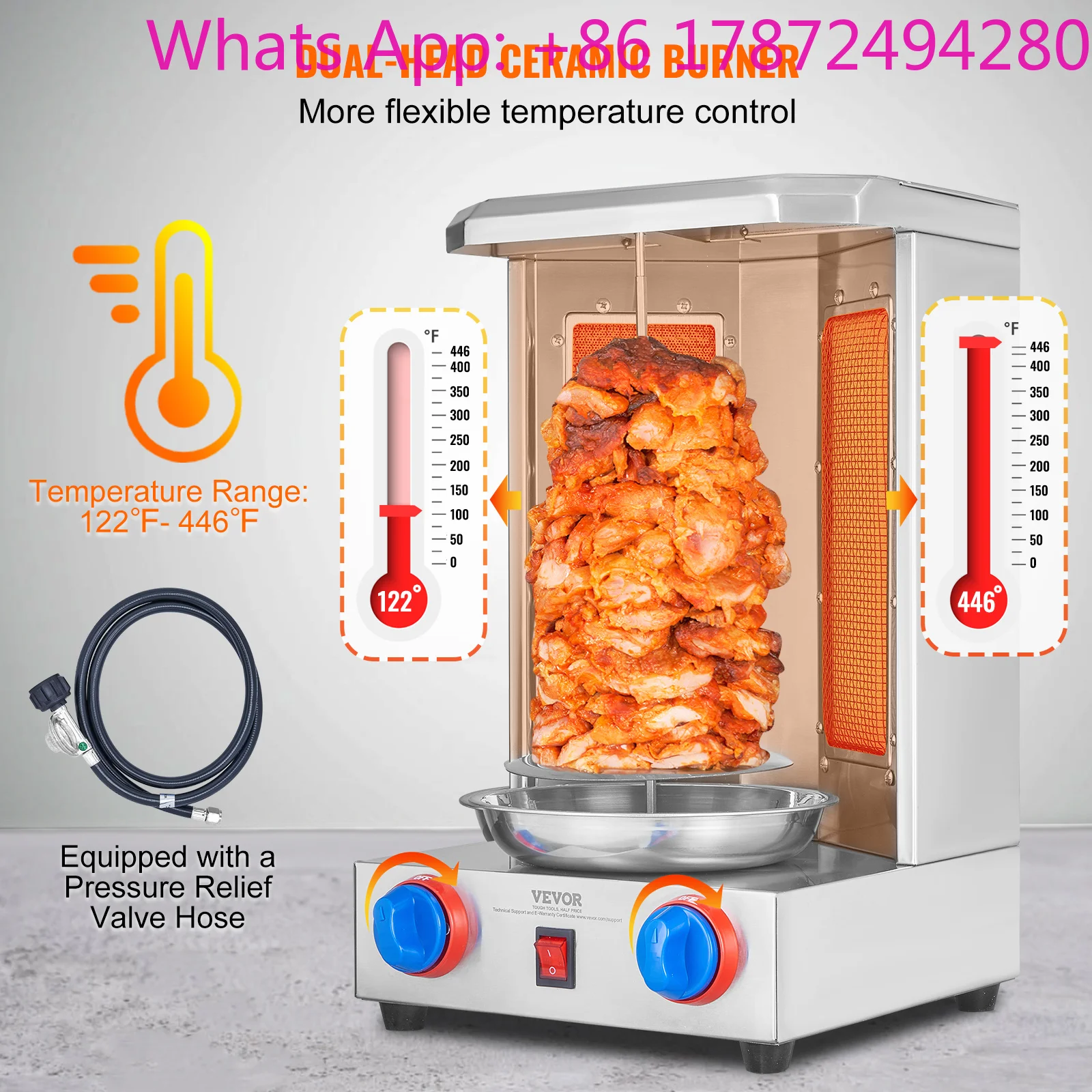 Shawarma Grill Machine13 lbs Chicken Shawarma Cooker Vertical Broiler Gyro Rotisserie Oven Doner Kebab for Home
