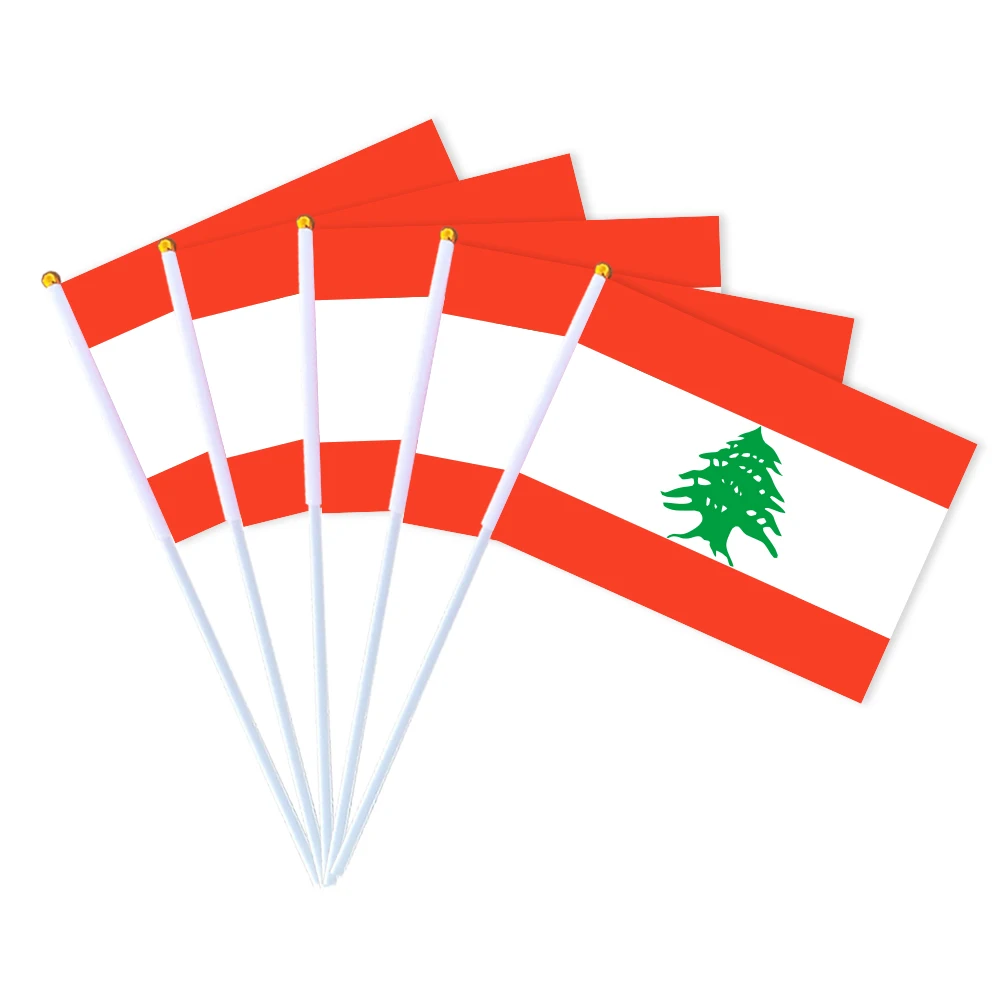CYPOMELO Flag   Lebanon national flag 14 * 21cm Lebanon national small holding waving flag indoor and outdoor home decoration