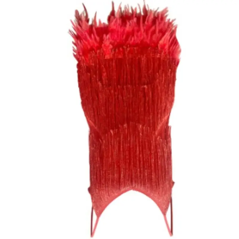 2026 Fashion Tassel Sequins, Multi-Colored Birthday Party, Sexy V-Neck Suspender Feather Patchwork Dress Intellectual Wind Skirt