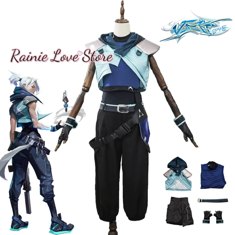 

CosplayGame VALORANT Jett Cosplay Costume Wig Shoes Han Sunwoo Role Play Halloween Carnival Party Christmas Outfit Prop Adult
