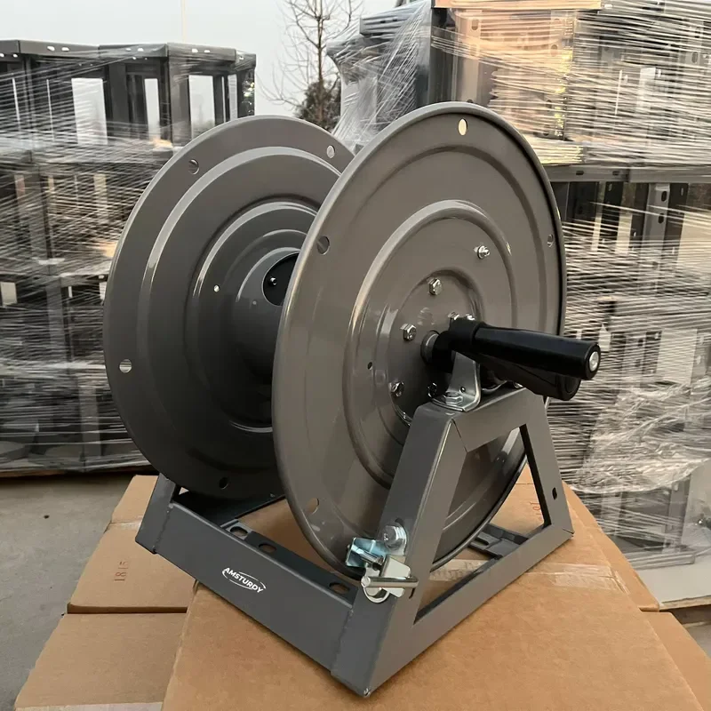 Heavy Pressure Washer Hose Reel 50ft Manual Crank 4000PSI Wall Floor Truck Mounted Swivel Arm Power Washer Hose Reel