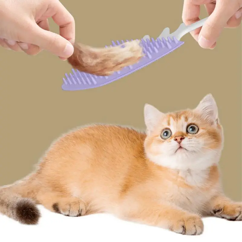 Cat Brushes For Indoor Cats 2X Fishbone-Shaped Kitten Brush Detangling Brush Cute Dog Hair Brush Puppy Grooming Brush For Pets