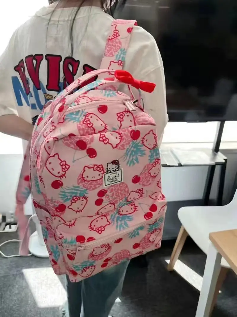 Kawaii Sanrio Hello Kitty plecak różowy torniszowy Cartoon prezent plecak studencki