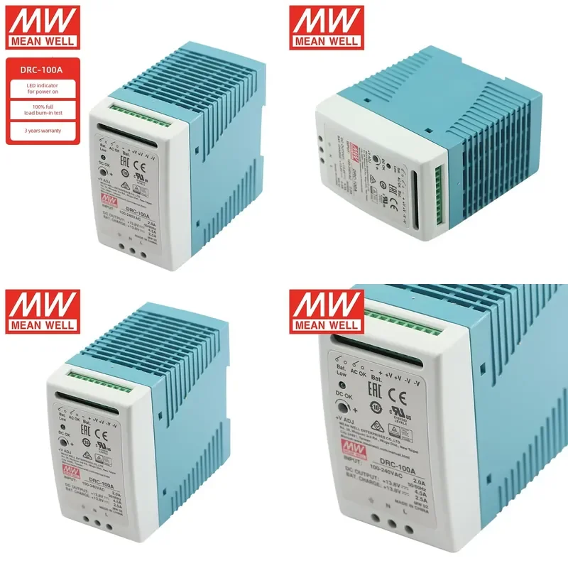 Mean Well DRC-100A 100W Single Output with Battery Charger Din Rail Power Supply with UPS Function
