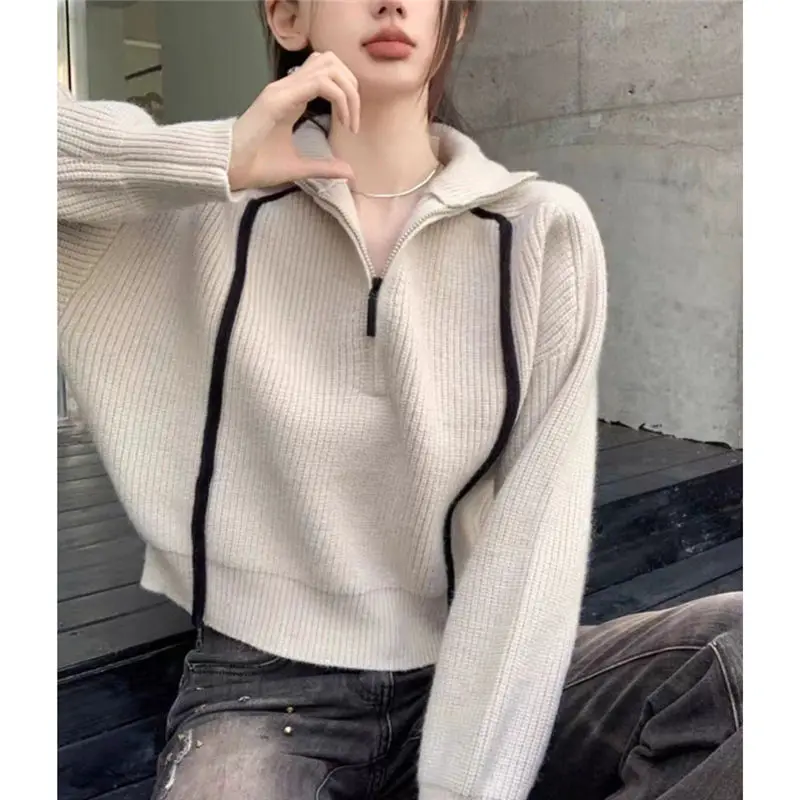 

Zipper Sweater Women Turtleneck Collar Pullover Female Jumper Blusas Femininas De Inverno Pull Gothique Womens Sweaters